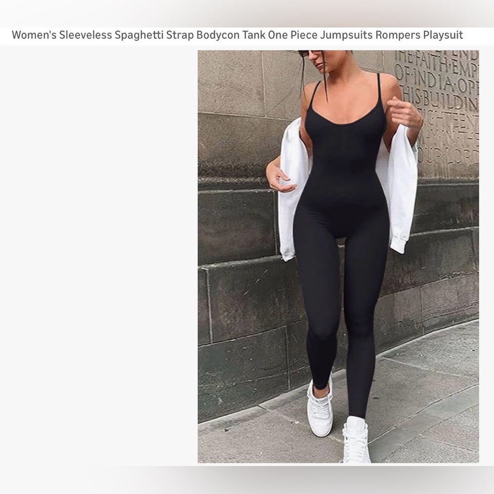 Black Spaghetti Strap Bodycon Jumpsuit